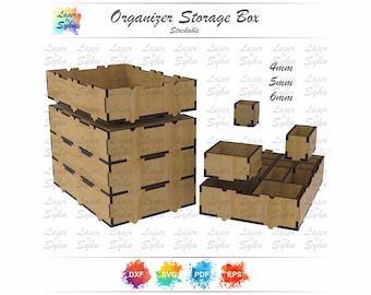 Laser Cut Stackable Tool Box SVG, Organizer Box for Beads, Stackable Jewelry Equipment Box, Laser Cutting File