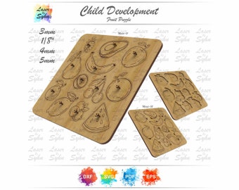 Laser Cut Fruits Toddler Puzzles SVG, Educational Toys SVG, Fine Motor Skills Toys SVG, Laser Cut Files, Gloweforge Cut File