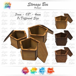 Caja de madera cortada con láser SVG, archivo de corte láser SVG, caja de regalo de cumpleaños, caja de regalo de madera EPS, archivo de corte láser de caja de joyería, caja de regalo de Navidad
