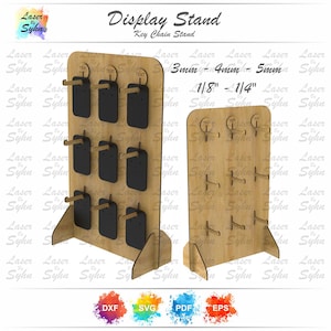 Lasergesneden sleutelhanger displaystandaard SVG, sieraden displaystandaard lasergesneden Vectorel Draw, lasergesneden bestand, Gloweforge gesneden bestand