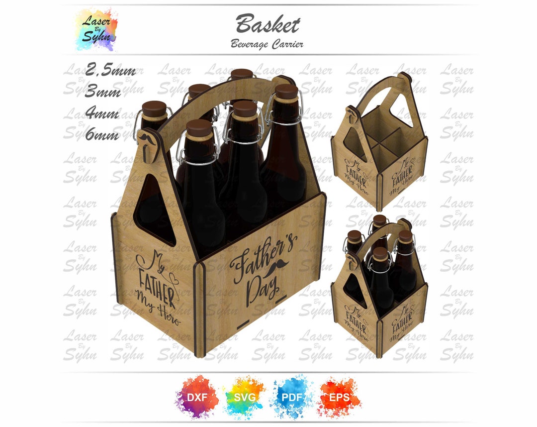 Laser Cut 60mm Diameter Bottle Holder Box SVG, Bottle Carrier SVG