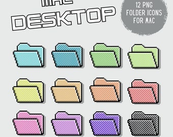 12 Y2K Desktop Folder Icons, Mac Icons, Y2K Aesthetic Folders, Mac OS Systems, Y2K File Icons, Instant Download