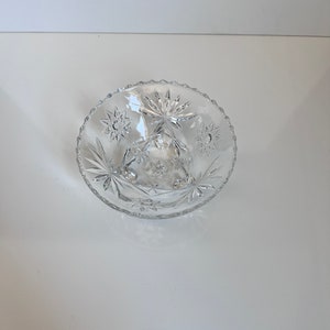 1960&#39;s Anchor Hocking Star of David Pressed Glass Footed Bowl with scalloped edge.  Discontinued