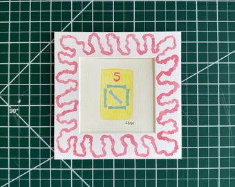 5 Bam - 4x4” watercolor Mahjong tile painting