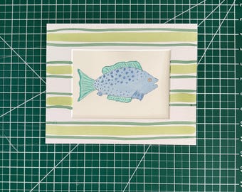5x7” Blue & aqua tropical fish painting- original watercolor