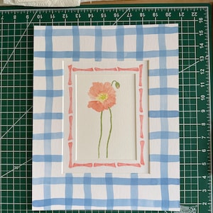 6x8” Coral poppy bloom & bud- original watercolor