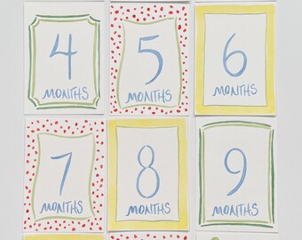 IN STOCK Hand Painted Watercolor Baby Milestone Cards Set: Primary Colors