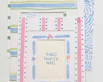 Handpainted mat for 11x14” frame, 8x10” opening- multi options