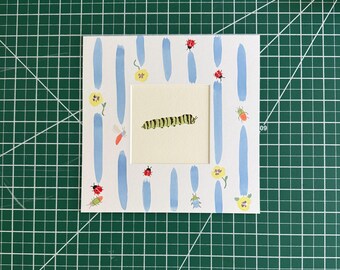 4x4” Green swallowtail caterpillar - original watercolor painting
