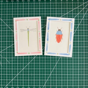 Handpainted mat for 5x7” frame, 4x6” opening- multi options Blue stripe grn dot