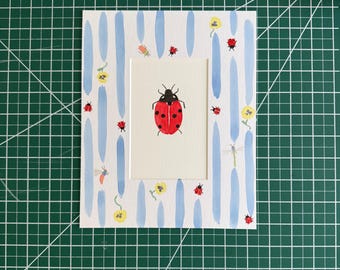 4x6” Red ladybug - original watercolor painting