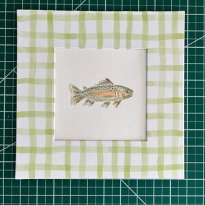 6x6" Rainbow trout watercolor, original painting