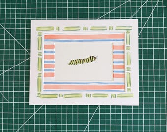 4x6” Green swallowtail caterpillar - original watercolor painting