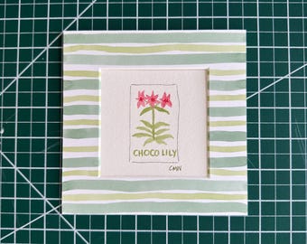 Flower - 4x4” watercolor Mahjong tile painting