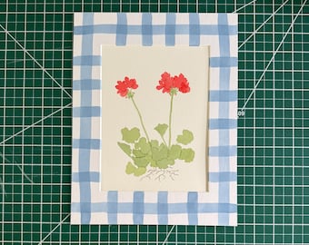 6x8” Red geranium botanical- original watercolor