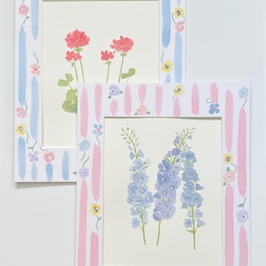 8x10” Purple & blue delphiniums- original watercolor painting