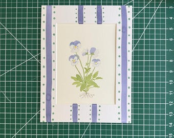 6x8” Purple & white pansy botanical- original watercolor painting