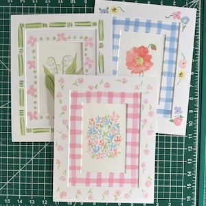 Mat for 8x10” frame, 6x8&quot; opening - hand painted, multi options