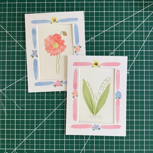 Handpainted mat for 6x8” frame, 4x6” opening- multi options