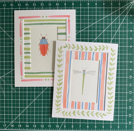 Handpainted mat for 8x10” frame, 6x8” opening- multi options