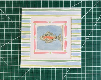 4x4” Mini trout in water- original watercolor painting