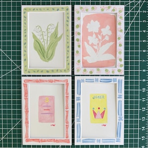 Mat for 5x7&quot; frame, 4x6&quot; opening - hand painted, multi options