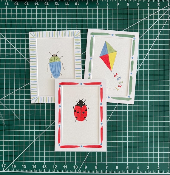Handpainted mat for 5x7” frame, 4x6” opening- multi options