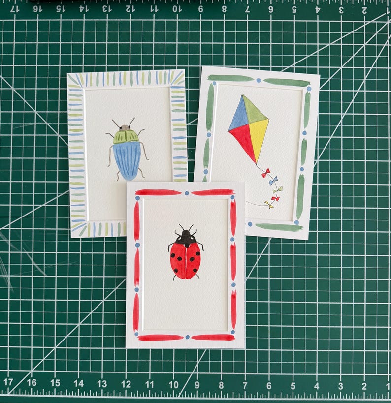 Handpainted mat for 5x7” frame, 4x6” opening- multi options image 1