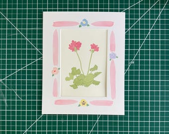 5x7” Bright pink geraniums - original watercolor painting