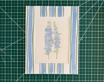 6x8” Blue delphiniums - original watercolor painting