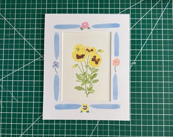 5x7” Yellow pansies - original watercolor painting