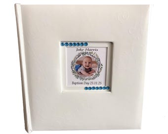 Baptism Personalised Photo Album for Baby Boy Keepsake Gift