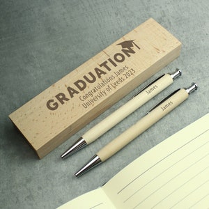Graduation Personalised Gift Wooden Boxed Pen & Pencil Set