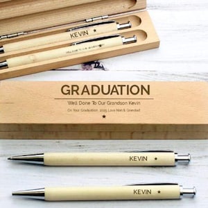 Grandson Graduation Personalised Gift boxed Pen Set customised with Name & message