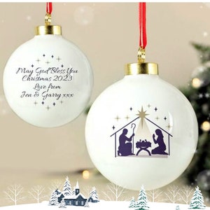 Nativity Personalised Christmas Tree Bauble Christian gift will look great on any Christmas tree!