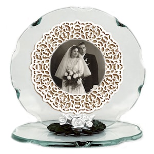 Wedding Anniversary Photo Cut Glass Plaque Personalised gift by Cellini Plaques