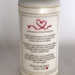 Personalised Memorial Candle with beautiful poem verse