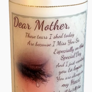 Mum Memorial Poem Candle  for all occasions by Cellini Candles