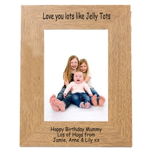Personalisierter Eichen-Fotorahmen: &#39;Love You Lots Like Jelly Tots&#39; - 5x7