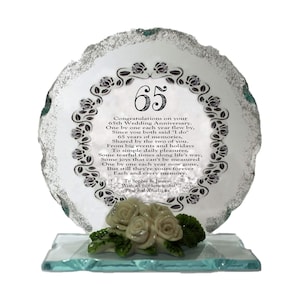 65th Sapphire Wedding Anniversary  Cut Glass Plaque Personalised gift by Cellini Plaques