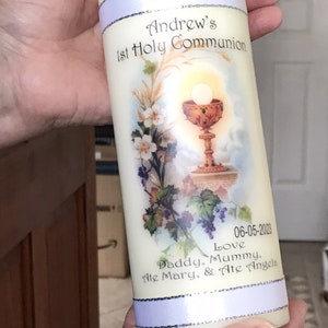 First Holy Communion Candle Large 8&quot; inch Personalised Gift Keepsake