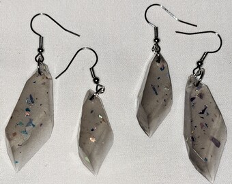 Grey Crystal Earrings (Glows-in-the-dark!)