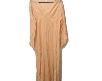 Camisón italiano de algodón vintage de los años 70-80, color melocotón, bordado, estilo cottagecore.