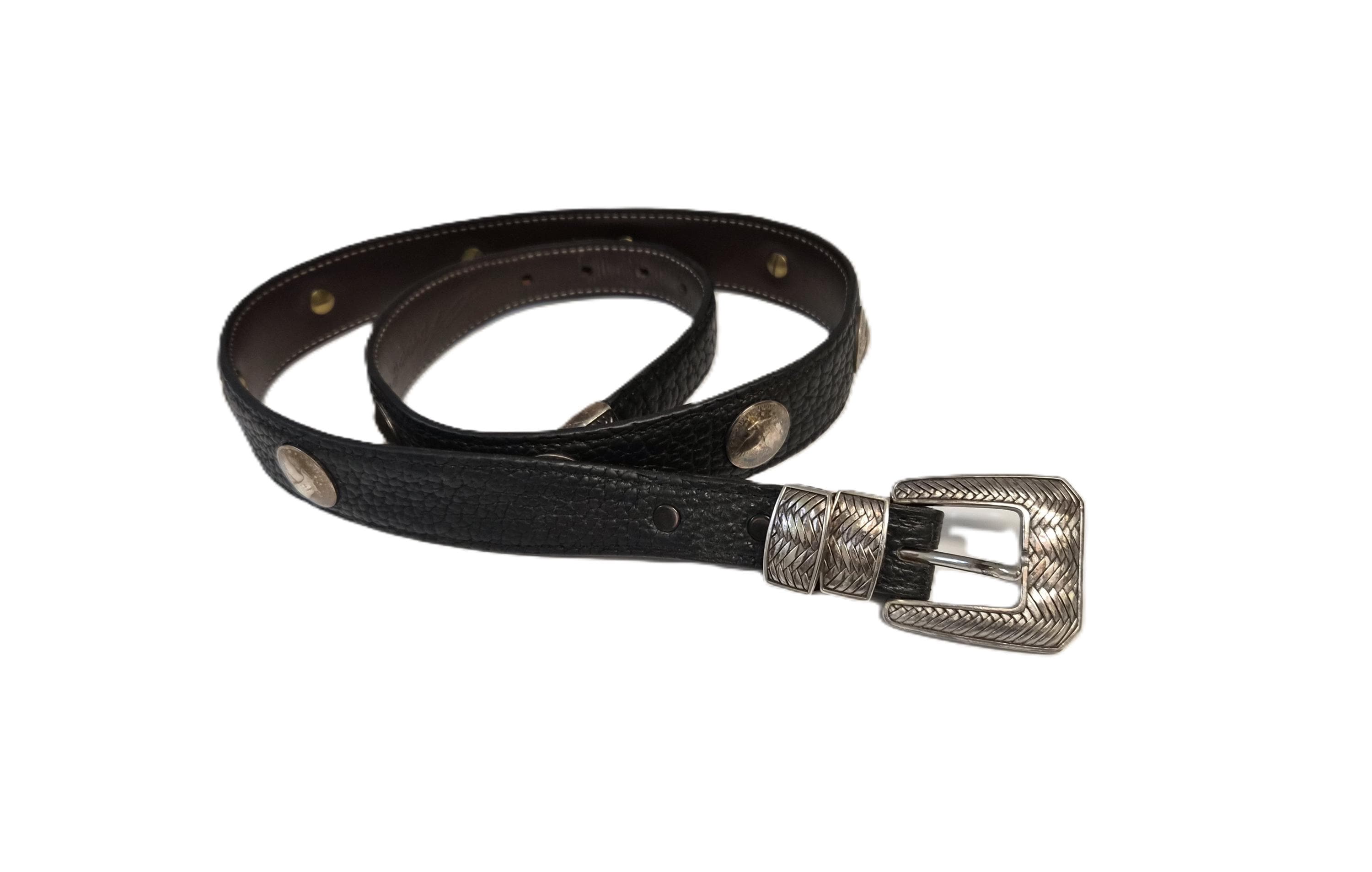 Vtg 90s Harold\'s black genuine leather link belt large -minimalist boho ?When your outfit matches the ivy at @eat.paperboy  main image 4