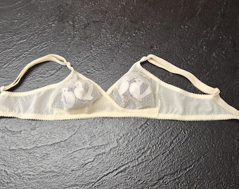 Vintage 70s Sheer Dove Bra Timpa Holland 75A Soft Mesh Romantic Coquette