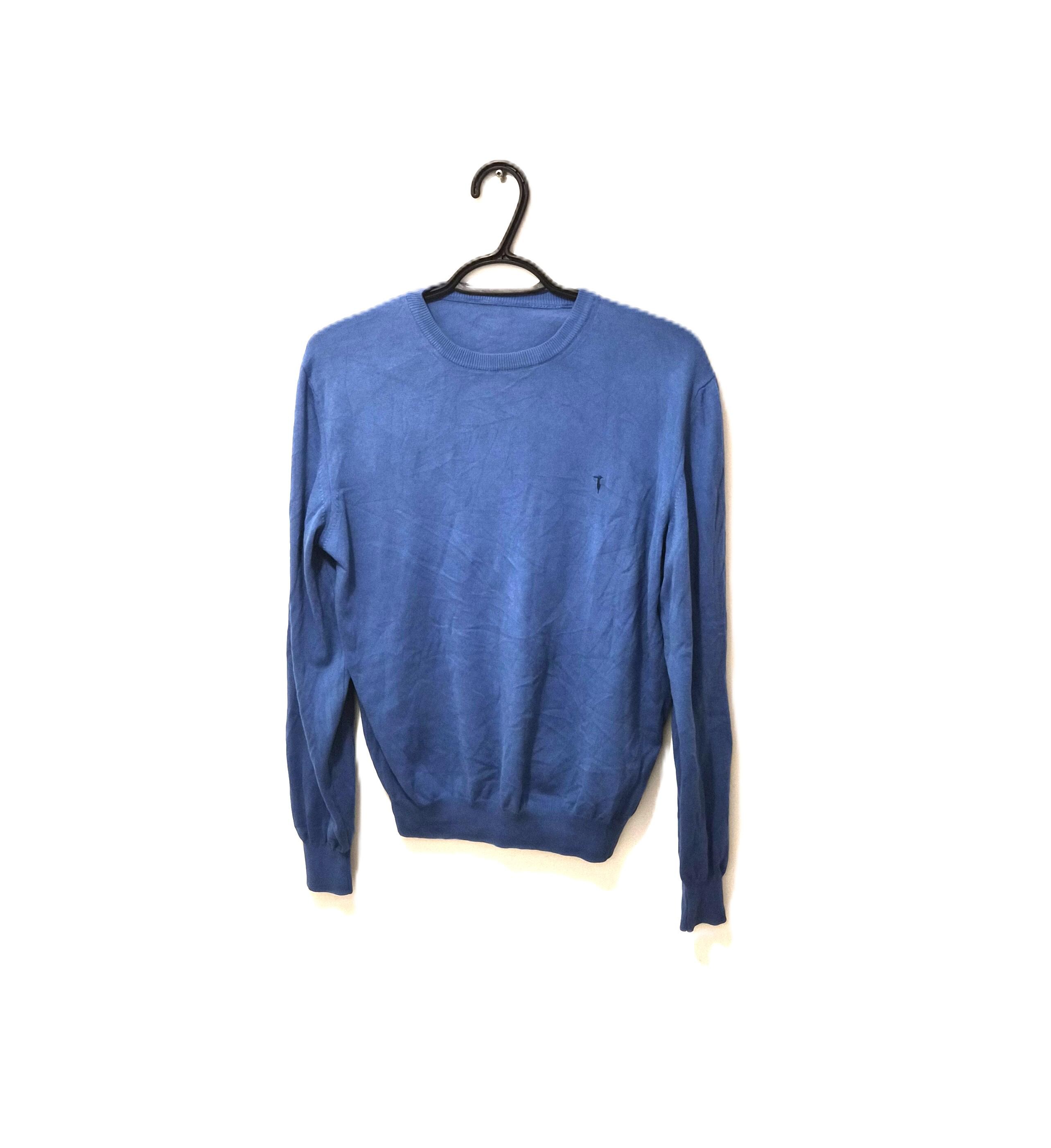 Trussardi, Y2K Trussardi Pullover – Cotton - Size S Logo Crewneck Italy Designer