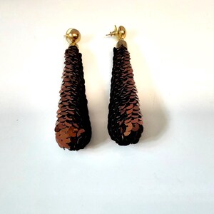 Vintage Sequin Dangle Earrings: 80s Disco Party Jewelry
