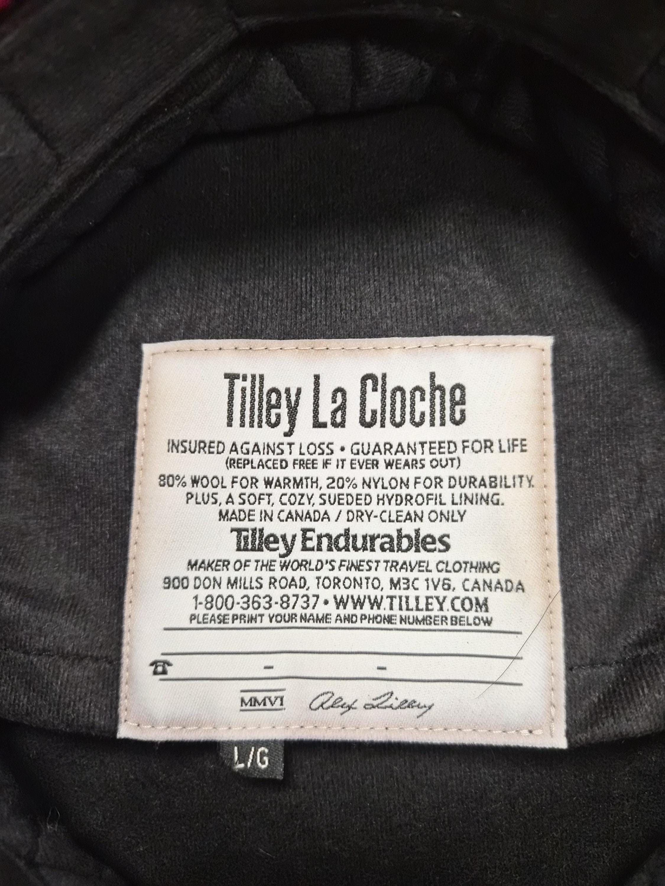 Vintage Tilley La Cloche Hat Wool Bouclé Red Size L Made in 