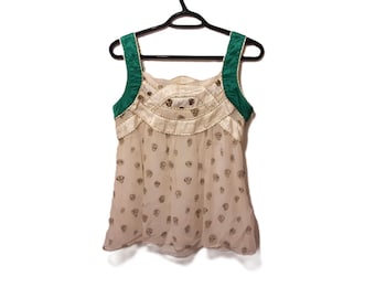 Vintage Tsumori Chisato Silk Top: Whimsigoth Skull Print, Made in Japan