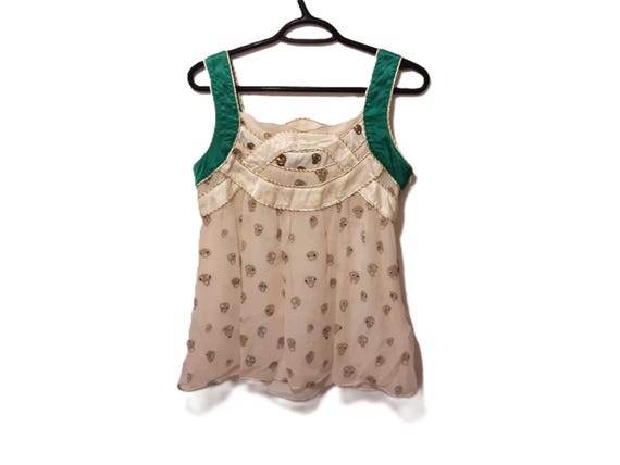 Vintage Tsumori Chisato Silk Top: Whimsigoth Skull Print, Made in Japan